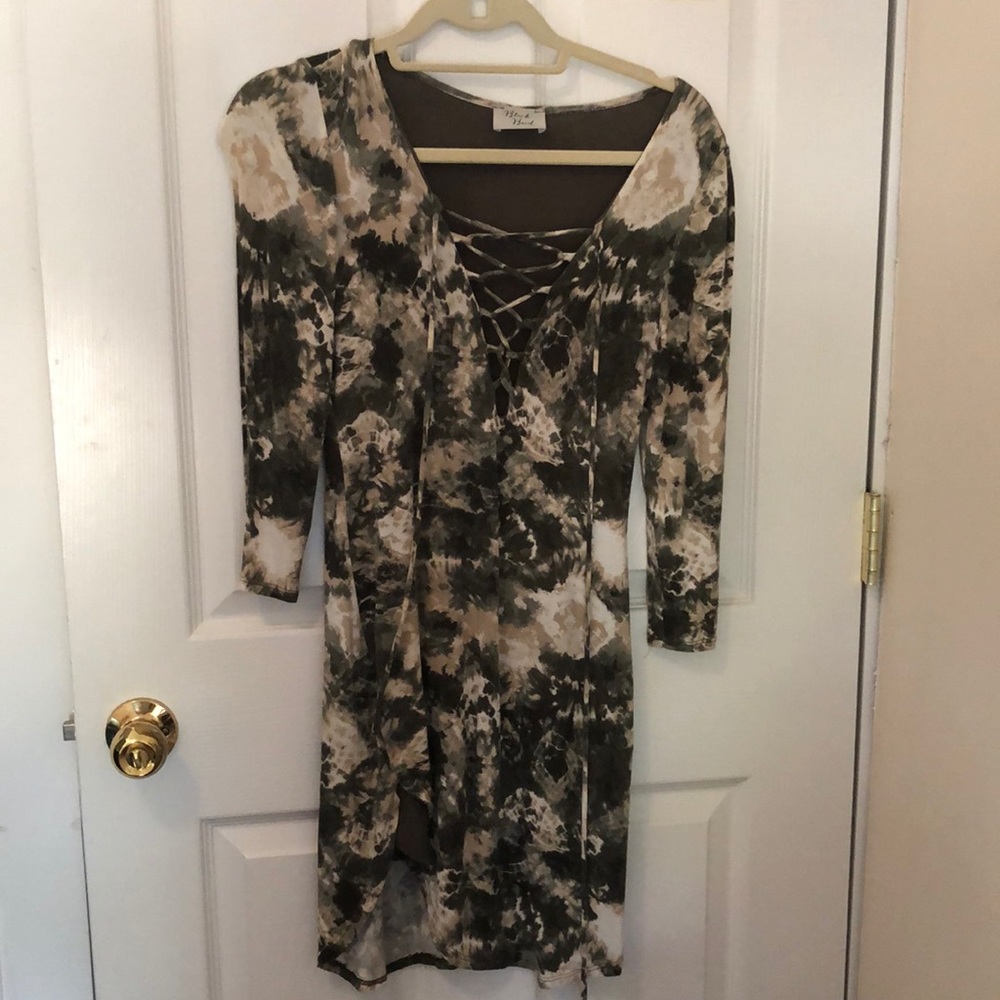 Tie Dye Lace Up Dress